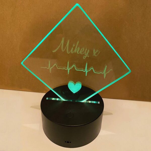 Personalised Etched Heartbeat Lightup Plaque Black